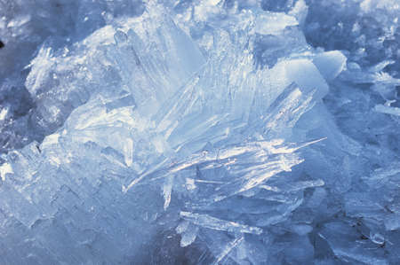 Blocks of ice on the river. Spring came. Fast melting. Ice texture on a spring day under the sun. Amur river. Ice needles. A natural phenomenon.の写真素材