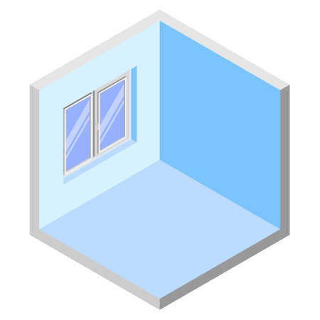 Vector illustration of an empty room with a window. Realistic isometric layout for web designのイラスト素材