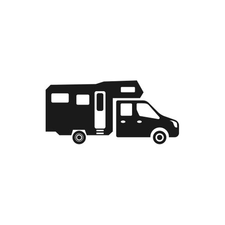 Realistic motorhome icon for travel and tourism, family vacationのイラスト素材