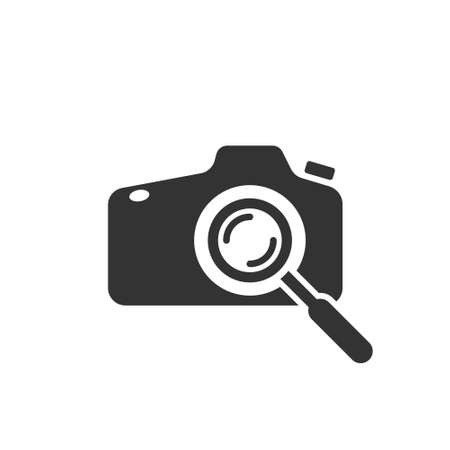 The icon of the camera with a magnifying glass. Search by photo.のイラスト素材