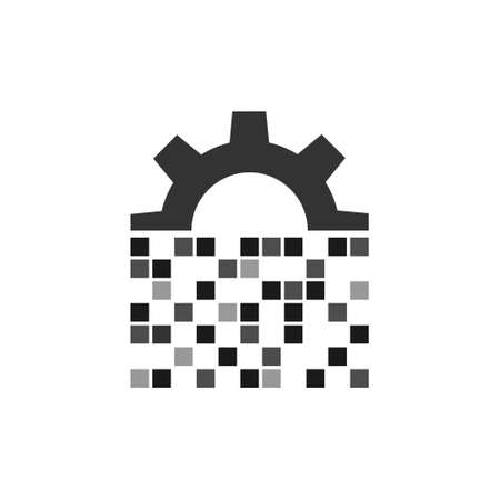 Icon digital conversion of the character gear. flat design for web or mobile application.のイラスト素材