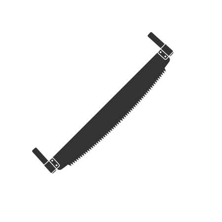 Vector icon of a two-handed saw. A tool with many teeth for sawing woodのイラスト素材