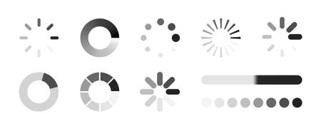 A set of vector loading icons. Loading. Collection of loading rods. Loading icons on a white...