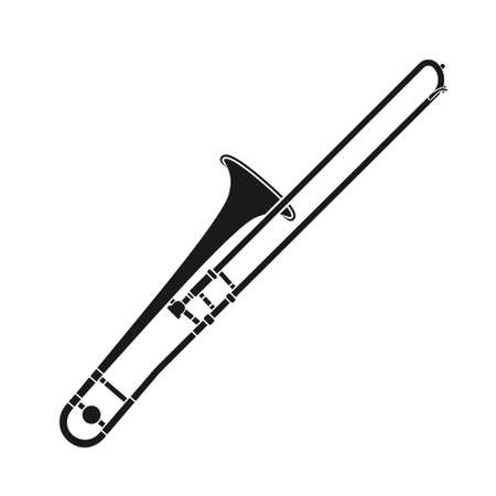Vector silhouette of the musical instrument cornet. The silhouette of a wind instrument on a white backgroundのイラスト素材
