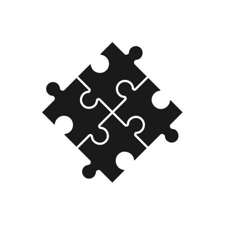 Vector icon of four stacked puzzles on a white backgroundのイラスト素材