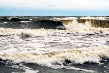 Storm on the Baltic Sea, October 2017, Klaipeda, Lithuaniaの写真素材