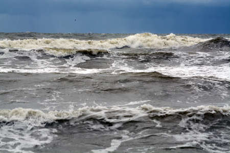 Storm on the Baltic Sea, October 2017, Klaipeda, Lithuaniaの写真素材