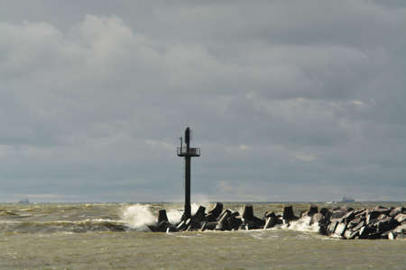 storm on the Baltic Sea, October 2017, Klaipeda, Lithuaniaのeditorial素材