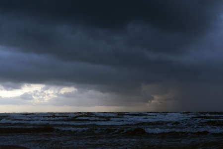 rain over the sea, October 2017, Klaipedaの写真素材