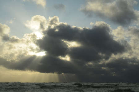 rain over the sea, October 2017, Klaipedaの写真素材