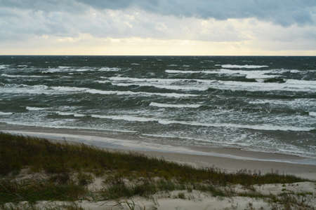 rain over the sea, October 2017, Klaipedaの写真素材