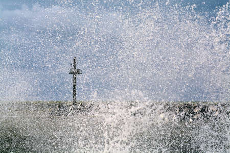 storm on the Baltic Sea, October 2017, Klaipeda, Lithuaniaの写真素材
