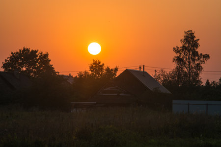 autumn sunset, September 2020, Leningrad region, Russiaの写真素材