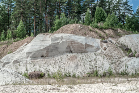 sand quarry, June 2021, Leningrad region, Russiaの写真素材