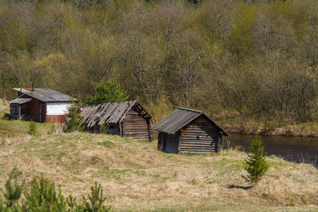 house in the village, may 2024, Vologda Oblast, Russiaの写真素材