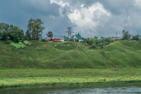 summer river, august 2023, tverskaya oblast, russiaの写真素材