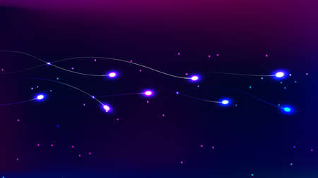 Vector illustration abstract background. Flying glowing drops. Many young stars of different colors.のイラスト素材
