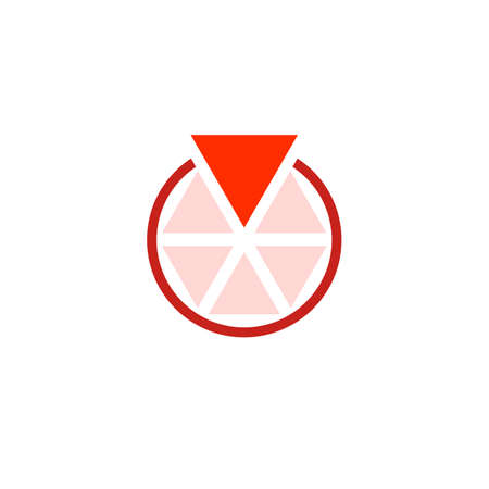 Vector illustration. Abstract object. Circle of triangles, one of which is more than any other. Different colors.のイラスト素材