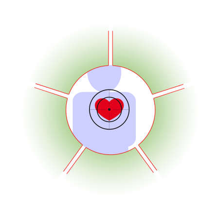 Vector illustration. The emblem, logo. The human heart at risk. Healthy lifestyle. human contour. Five separate sections. Different colors.のイラスト素材