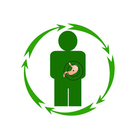 Vector illustration. The emblem, logo. The human stomach is in danger.のイラスト素材