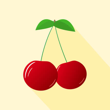 Vector illustration. Isolated object. Red cherry. Cherries on a branch