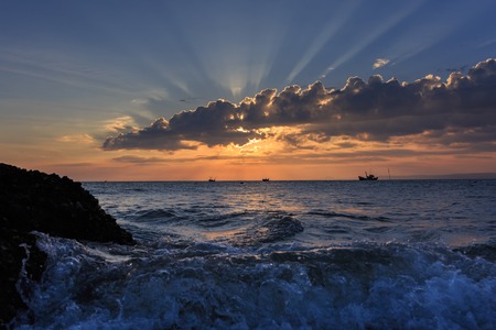 Scenic view of sunset muineの写真素材