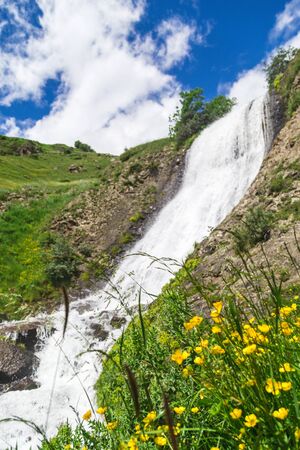 Amazing mountain landscape in Georgia on sunny summer day.の写真素材