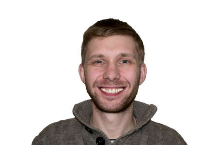 smiling man's face on white background