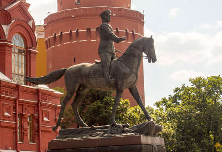 Sculpture, Marshal Zhukov on horseback, in the center of Moscowの写真素材
