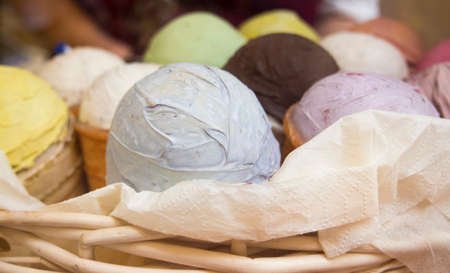 Assorted ice cream in a glassの写真素材