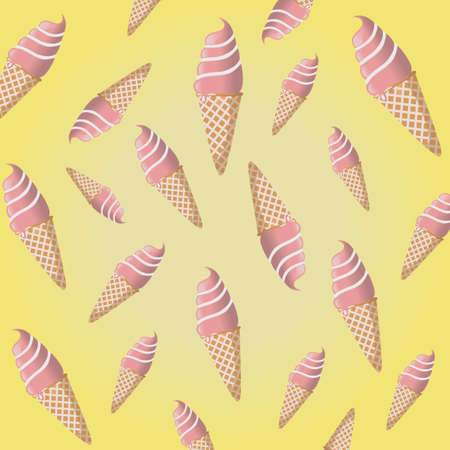Colorful ice cream pattern on a pastel yellow background. Minimal summer concept. Background with...