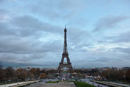 Eiffel Tower in Paris at eveningの写真素材
