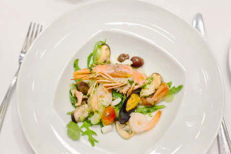plate with delicious seafoodの写真素材