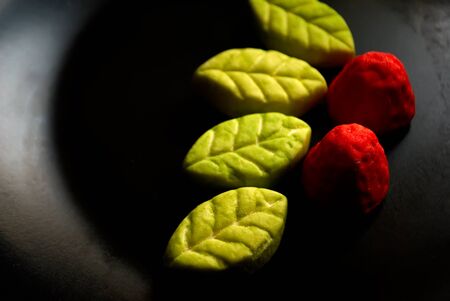 Fruit candy on black. Delicious fruit candy. Multicolored fruit candy. Candiesの写真素材