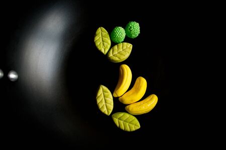Fruit candy on black. Delicious fruit candy. Multicolored fruit candy. Candiesの写真素材