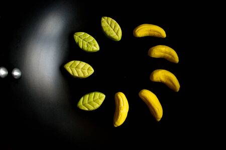 Fruit candy on black. Delicious fruit candy. Multicolored fruit candy. Candiesの写真素材