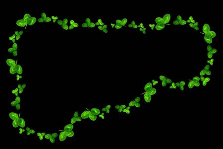 Clover frame. Green clover. Natural motifs on a dark background.の写真素材