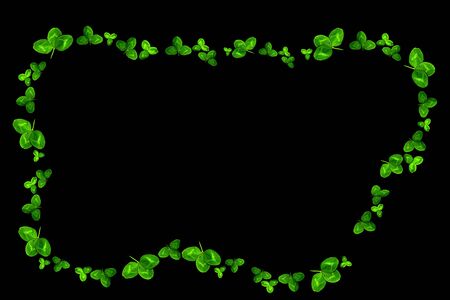 Clover frame. Green clover. Natural motifs on a dark background.の写真素材