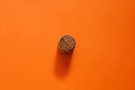 Wine corks on an orange background. Wine corks. Different wine corks.の写真素材