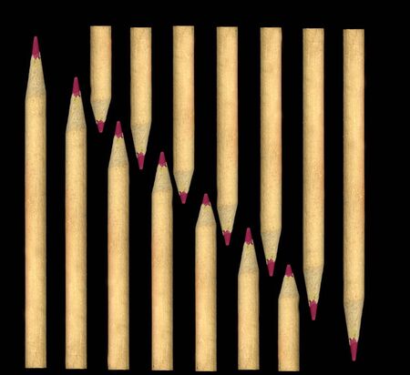 Solid pencils. Rhythm. Pencils lined up in length. The rhythm of size. Growth in size. Pencilsの写真素材