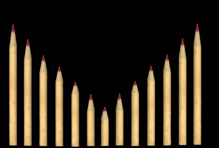Solid pencils. Rhythm. Pencils lined up in length. The rhythm of size. Growth in size. Pencilsの写真素材