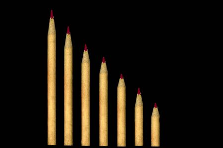 Solid pencils. Rhythm. Pencils lined up in length. The rhythm of size. Growth in size. Pencilsの写真素材