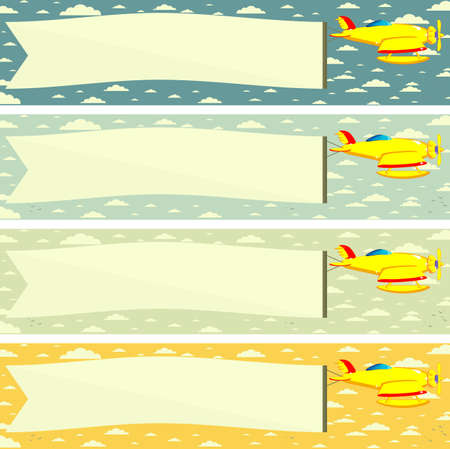 Plane with a Poster or Banner. Vector. Illustrationのイラスト素材