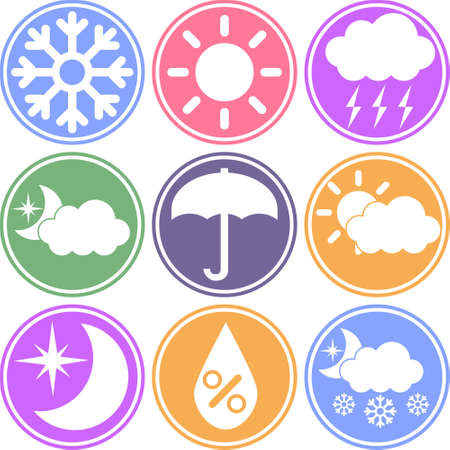 Weather Vector Icons on a Colored Backgroundのイラスト素材