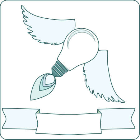 Light Bulb with Wings and Bannerのイラスト素材