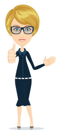 Stock Vector illustration of a smiling cartoon business woman or teacherのイラスト素材