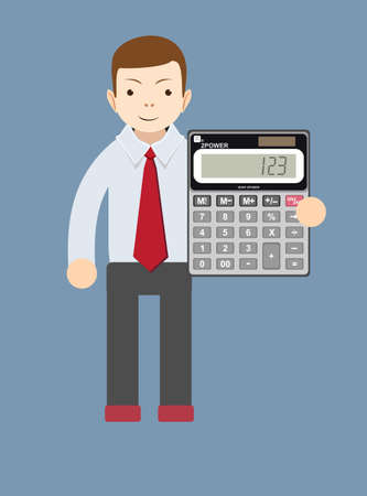 Businessman or Accountant with a Calculator, Vector Illustrationのイラスト素材