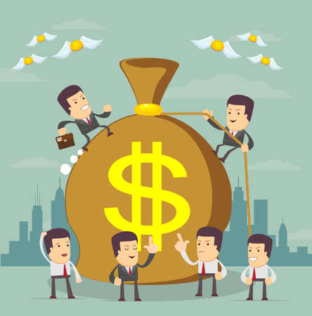 Businessman trying to make moneyのイラスト素材