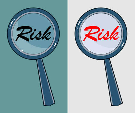Magnifying glass with word risk on white backgroundのイラスト素材