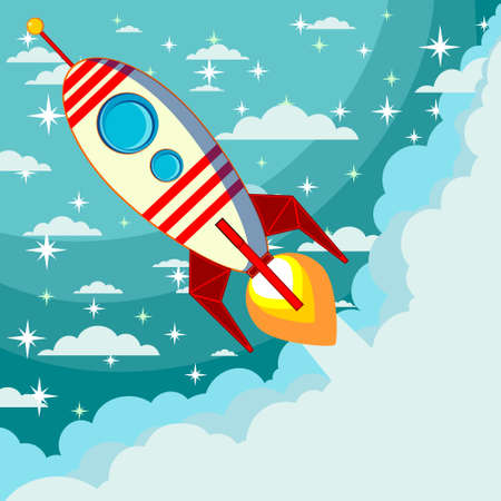 Rocket on the moon background, vector illustrationのイラスト素材